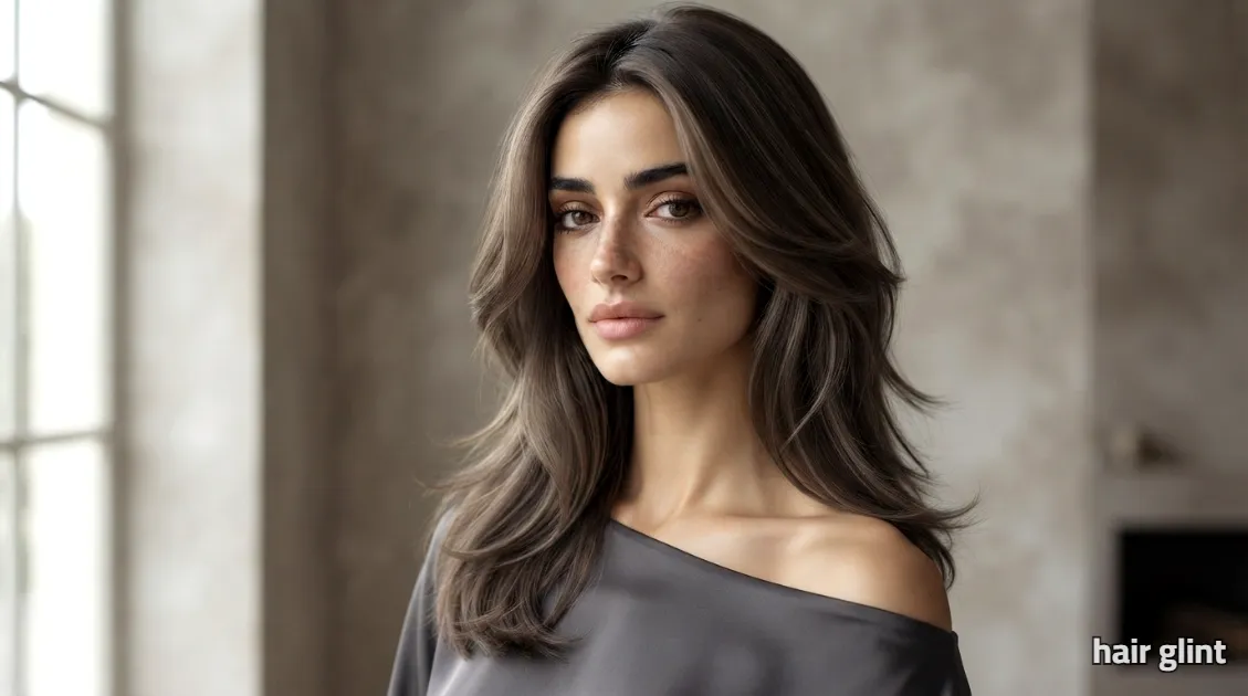 Mushroom brown hair color with muted, cool undertones