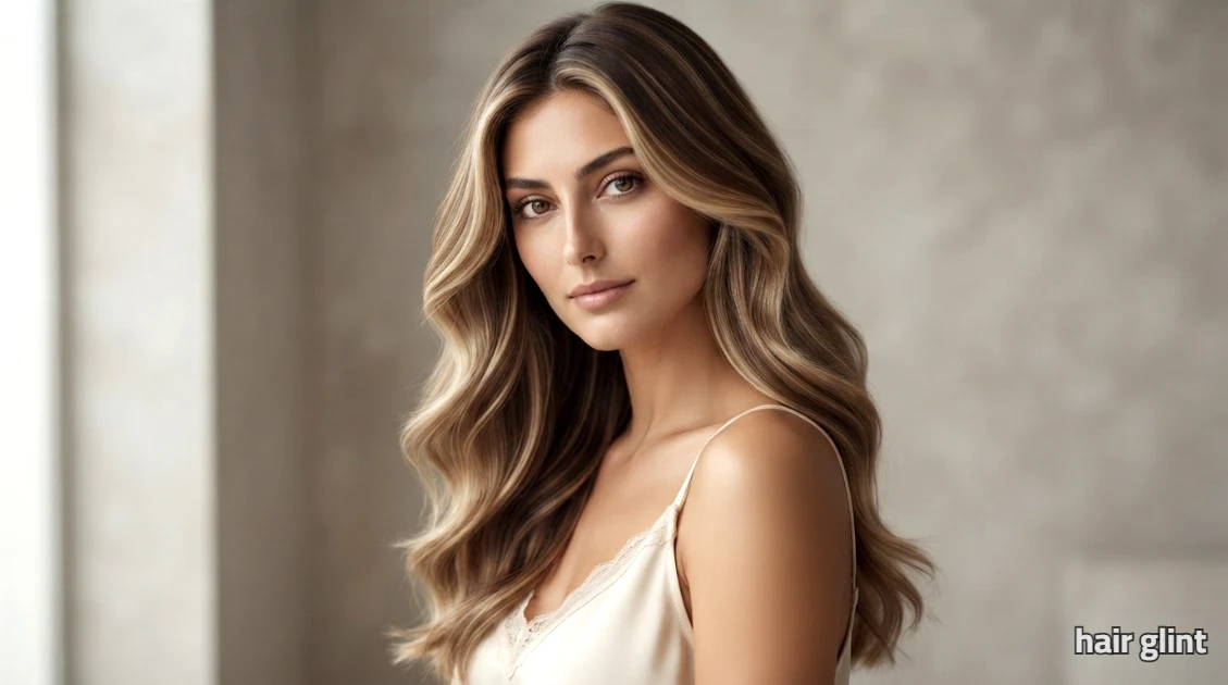 Brunette lowlights blended with soft blonde highlights